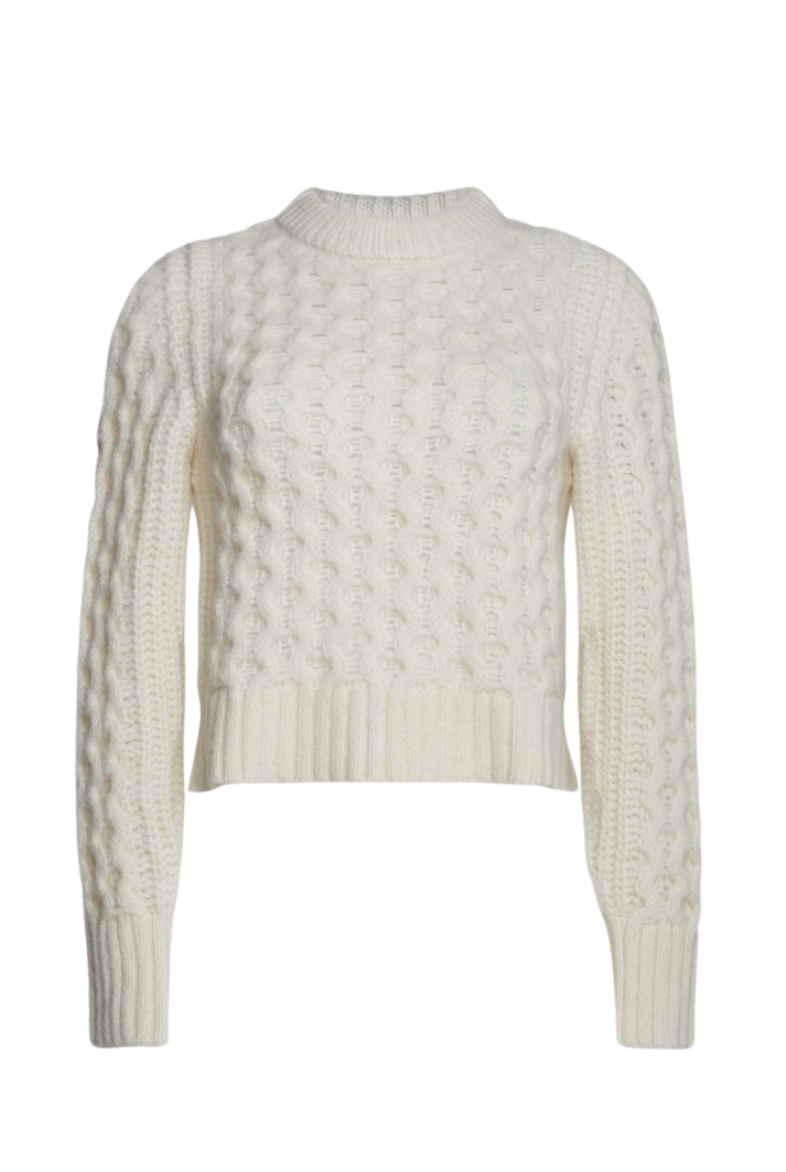 Ivory Alpaca Cable Knit Sweater