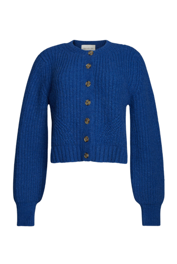 Blue Alpaca Cropped Cardigan Sweater