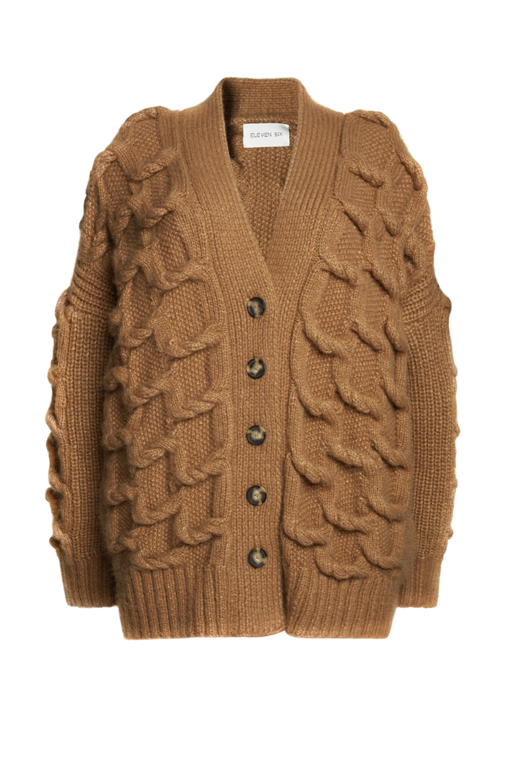 Camel Oversized Alpaca Chunky Cardigan