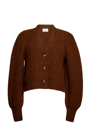 Brown Alpaca Cropped Cardigan
