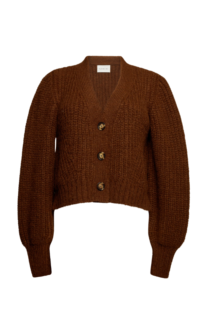 Brown Alpaca Cropped Cardigan
