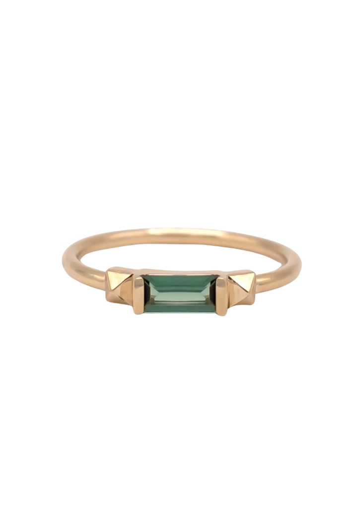 Debbie Dualis Baguette Tourmaline Ring | 14K Gold