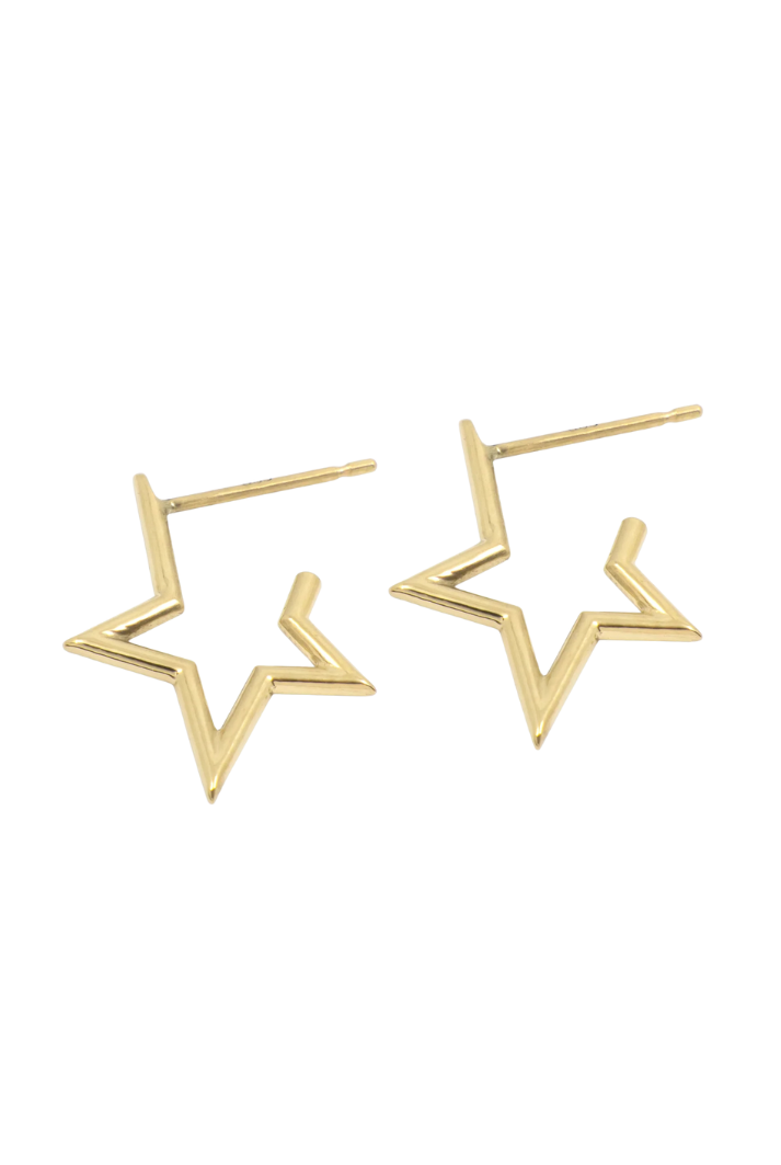 14k Gold Star Hoop Earrings
