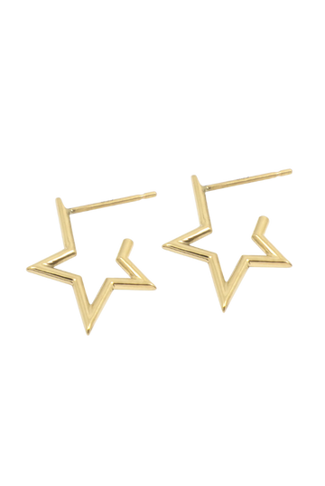 14k Gold Star Hoop Earrings