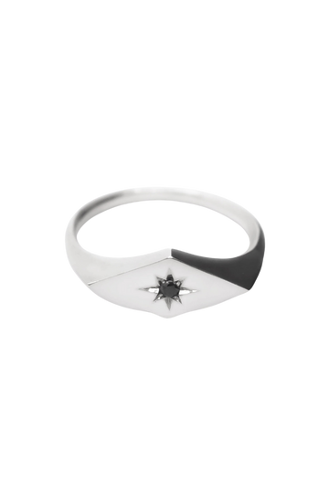 Rhombus North Star Diamon Signet Ring | Sterling Silver