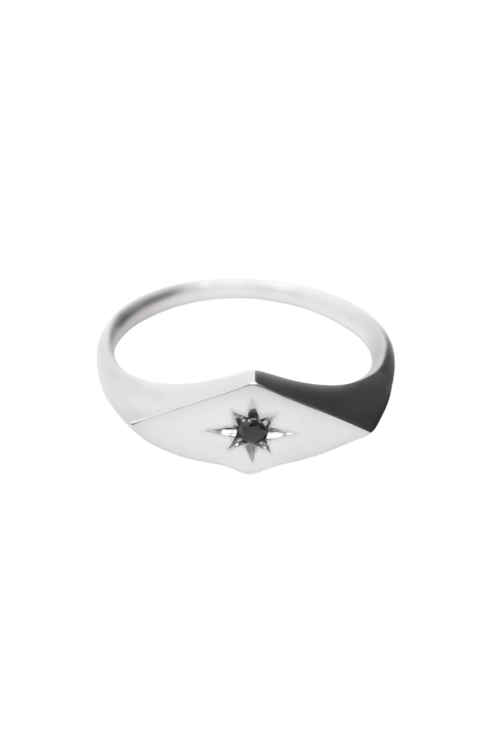 Rhombus North Star Diamon Signet Ring | Sterling Silver