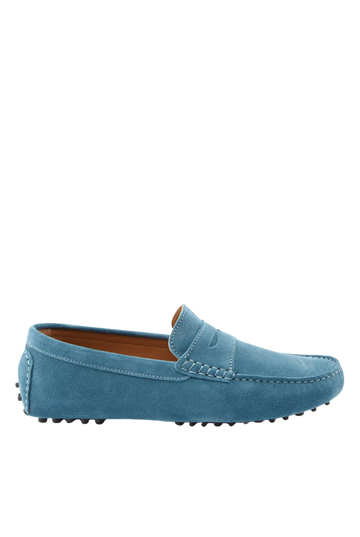 Men's Suede Penny Driving Loafers | Petrol Blue