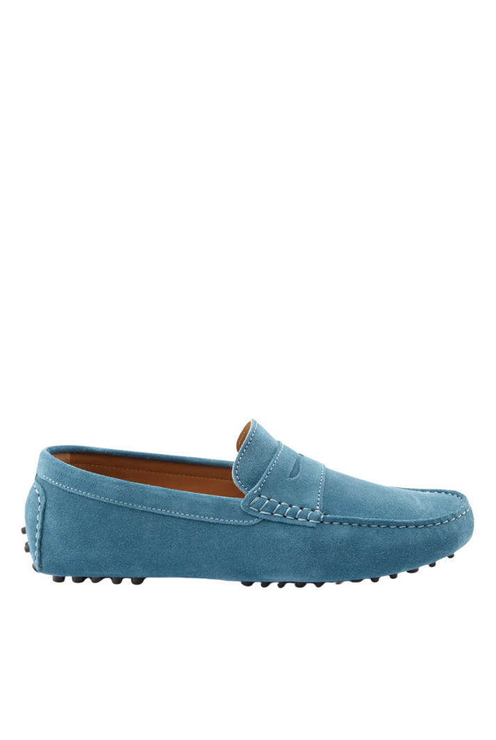Men's Suede Penny Driving Loafers | Petrol Blue