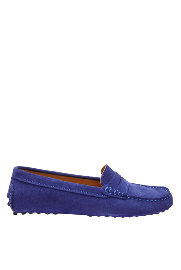 Women's Suede Penny Driving Loafers | Ink Blue Suede
