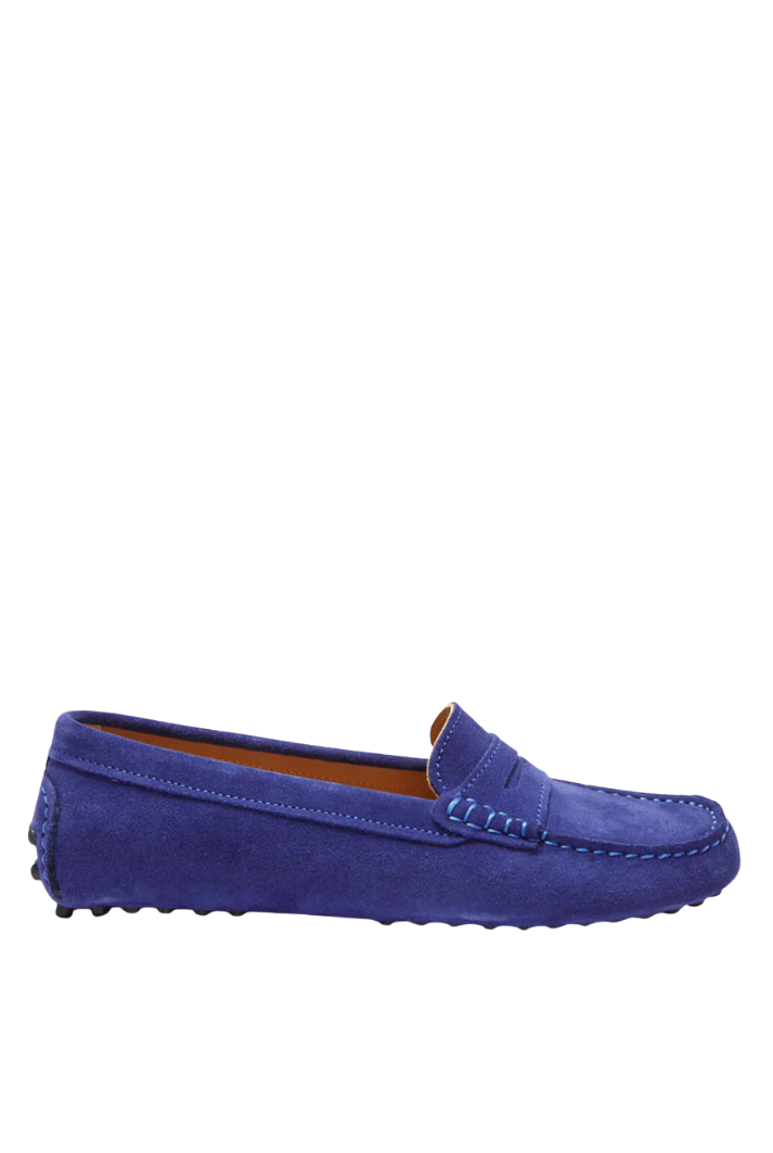 Women's Suede Penny Driving Loafers | Ink Blue Suede