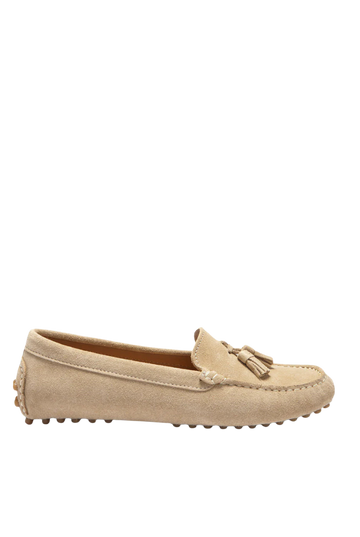 Women's Tasselled Driving Loafers | Taupe Suede