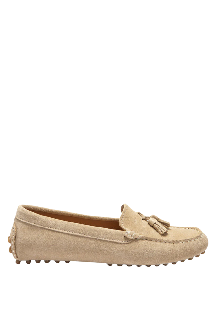 Women's Tasselled Driving Loafers | Taupe Suede