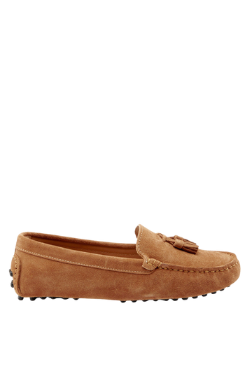 Women’s Brown Suede Tassel Driving Loafers | Tobacco