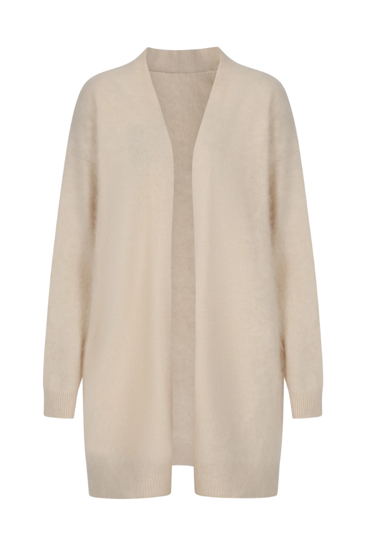 Brushed Cashmere Cardigan | Porcelaine White