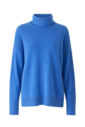 Chevron Detail Relaxed Polo Sweater | Lake Blue