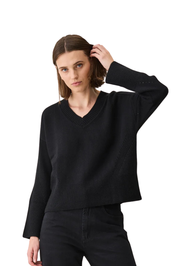 V-Neck Lofty Sweatshirt | Black