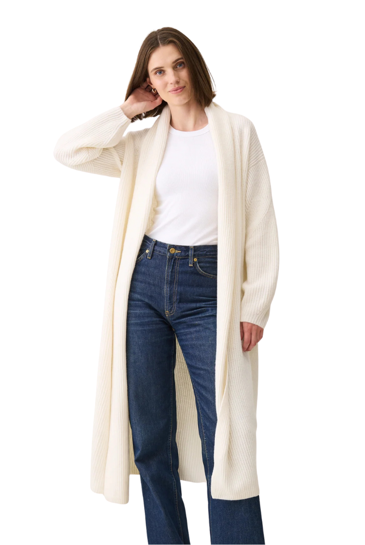 Ribbed Cashmere Coatigan | Snow White