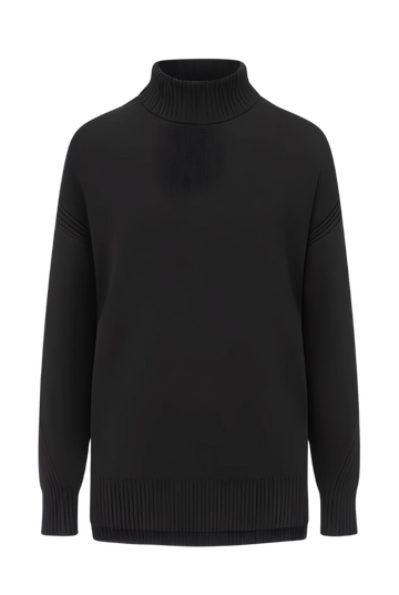 Chevron Detail Relaxed Polo Sweater | Black