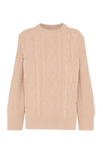 Fringed Cabled Sweater | Toffee