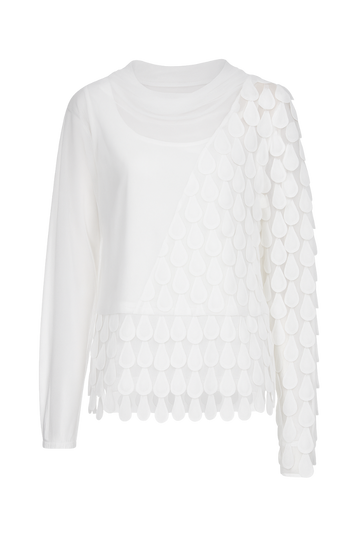 White Tulle Blouse with 3D Appliqués