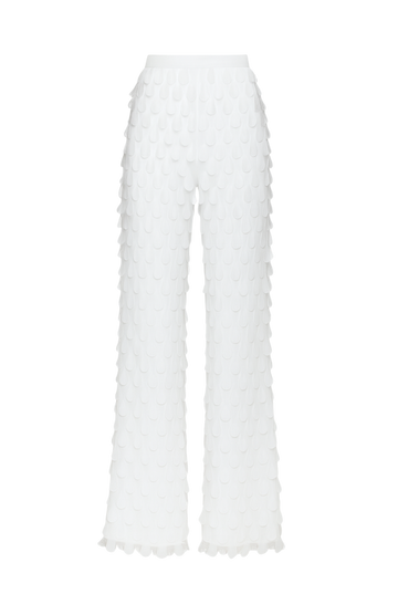 White Tulle Pants with 3D Appliqués