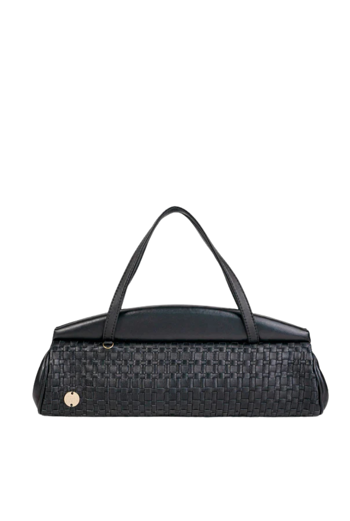 Black Woven Leather Crossbody Bag