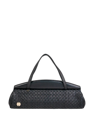 Black Woven Leather Crossbody Bag