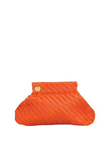 Coral Woven Clutch Bag