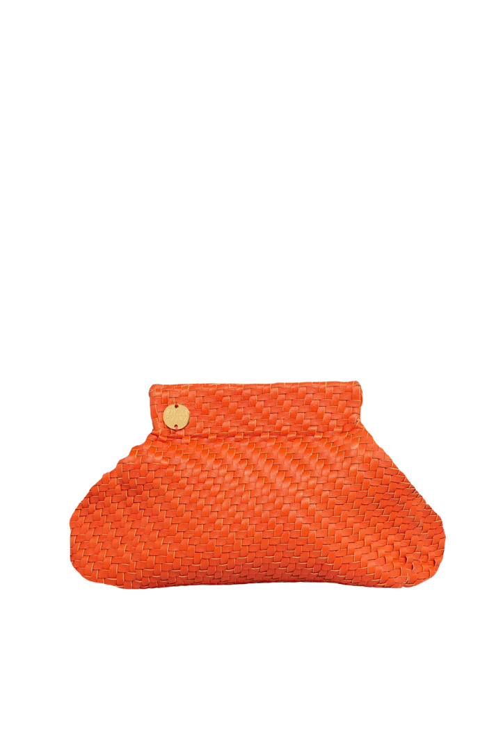 Coral Woven Clutch Bag