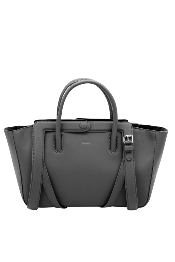Charcoal Convertible Leather Tote Bag