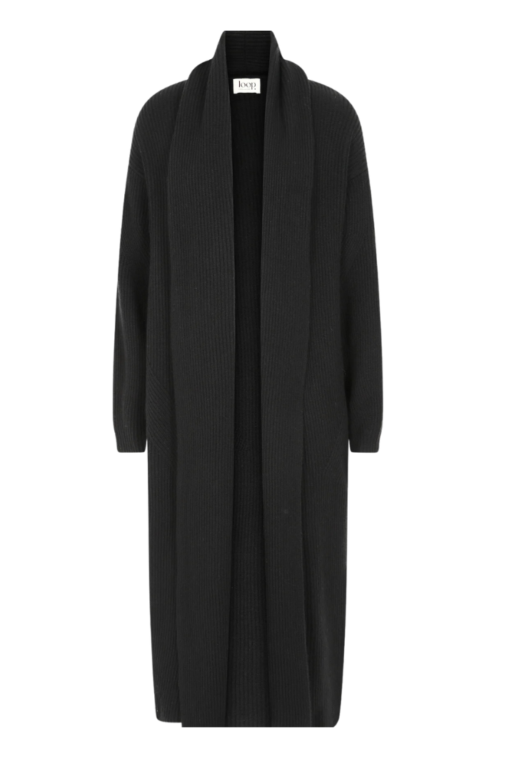 Ribbed Cashmere Coatigan | Black