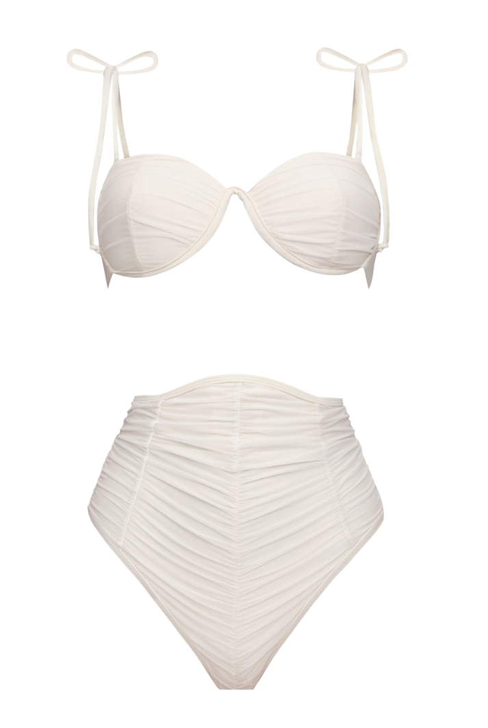Capa High Waist Mesh Bikini | White