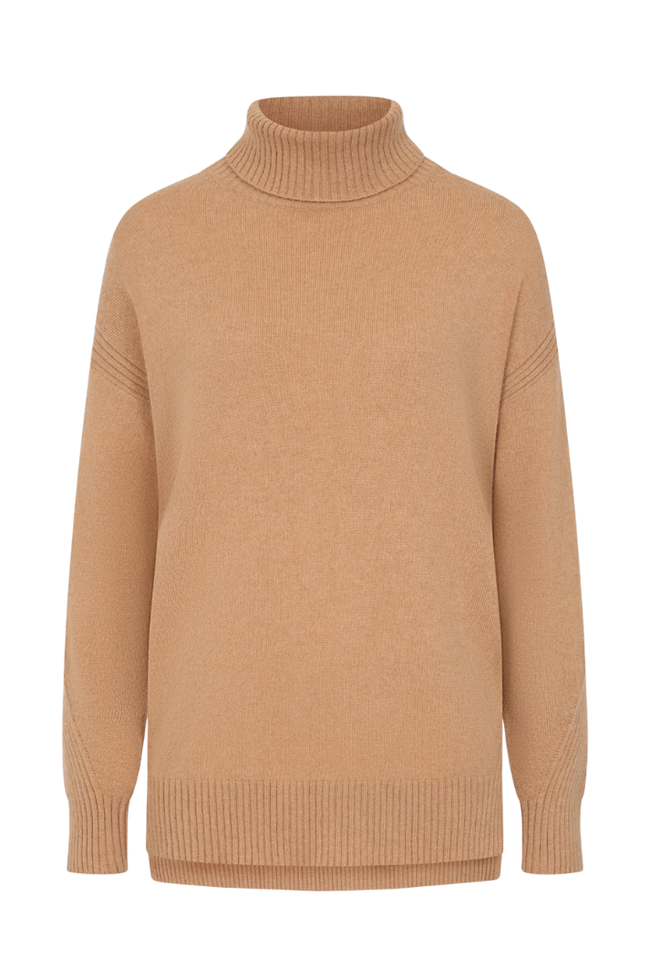 Chevron Detail Relaxed Polo Sweater | Praline