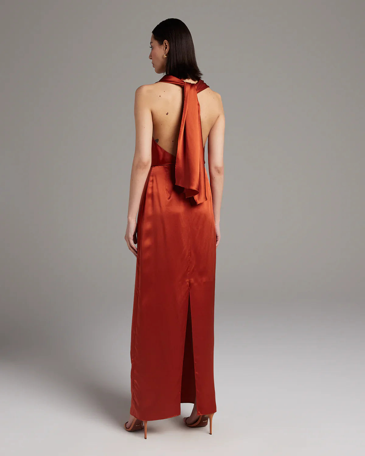 Halter-Neck Silk Gown