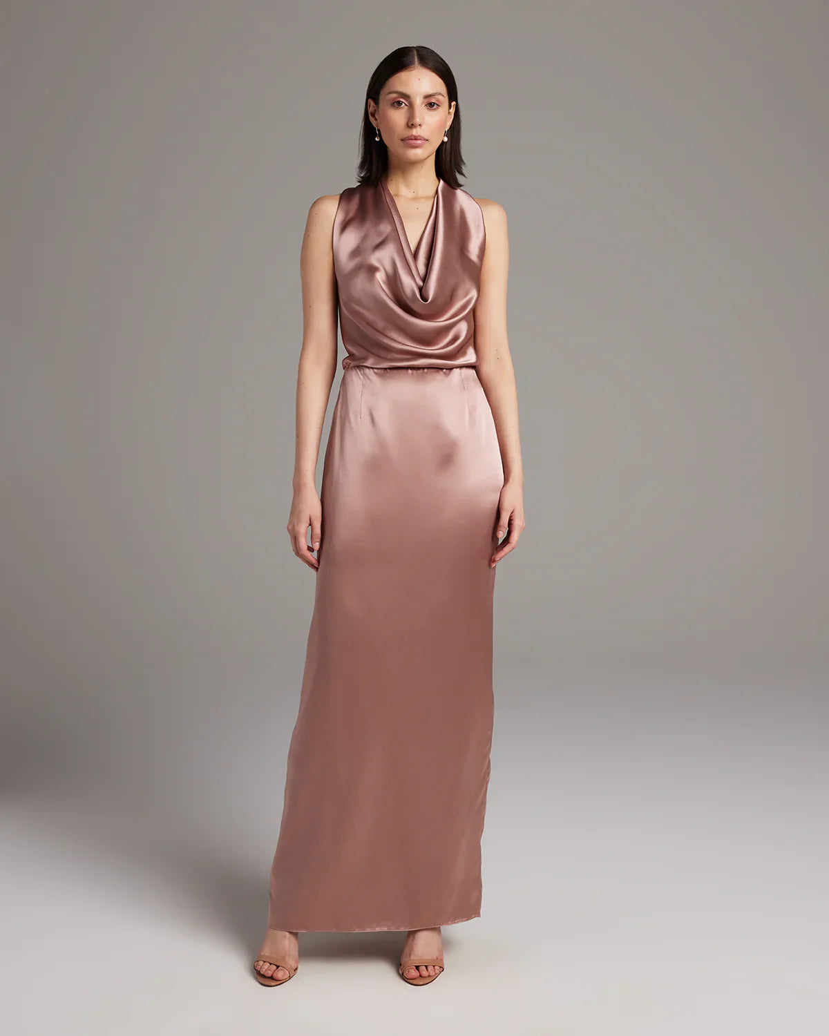 Halter-Neck Silk Gown