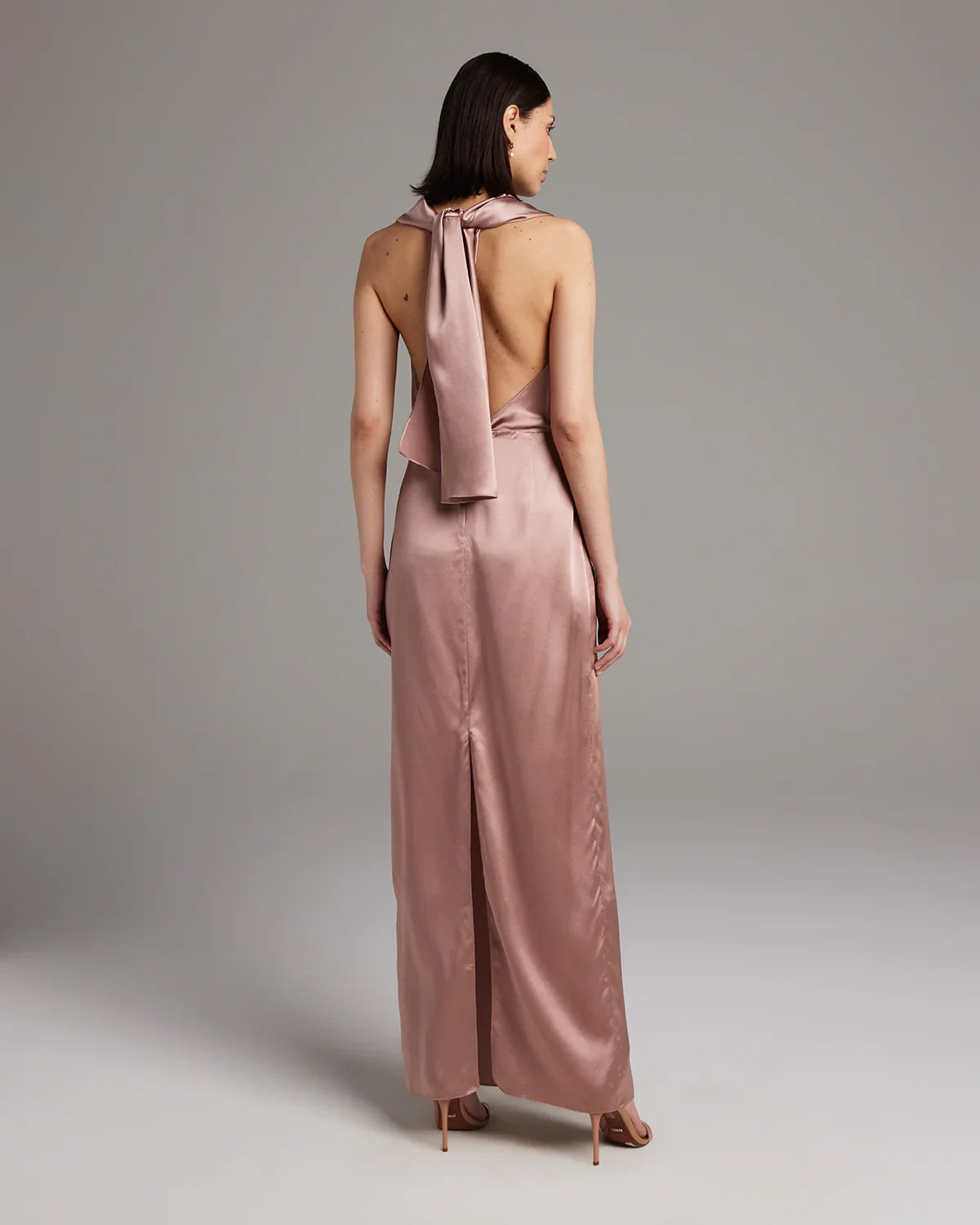 Halter-Neck Silk Gown