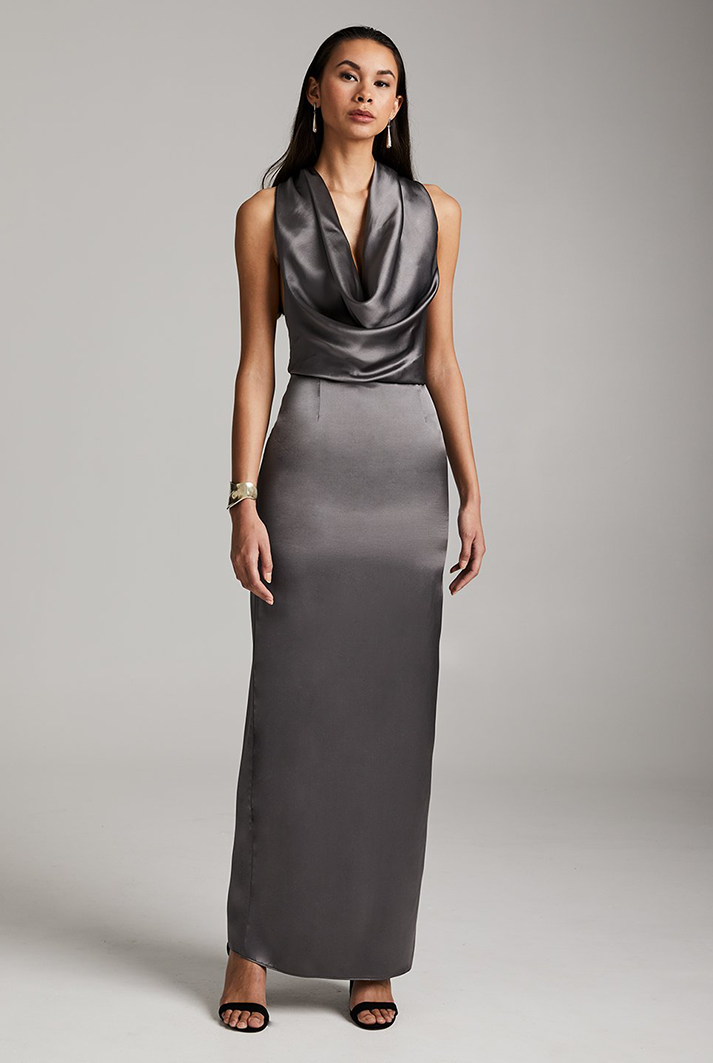 Halter-Neck Silk Gown