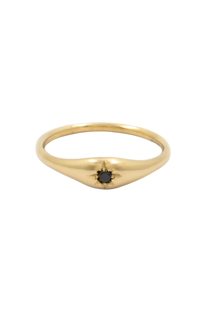 Gold Dome Ring with Diamond