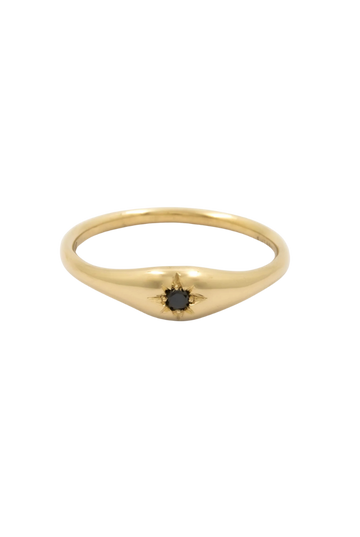 Gold Dome Ring with Diamond
