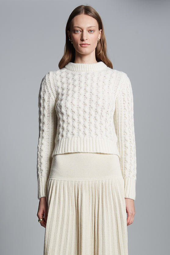 Ivory Alpaca Cable Knit Sweater
