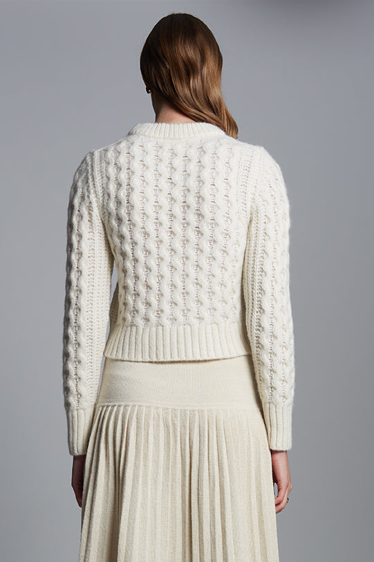 Ivory Alpaca Cable Knit Sweater