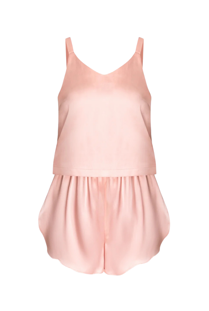 Pink Organic Silk Tank and Shorts Set