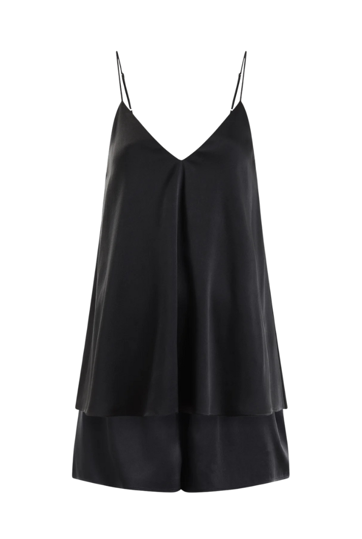 Organic Peace Silk Camisole and Shorts Set in Black