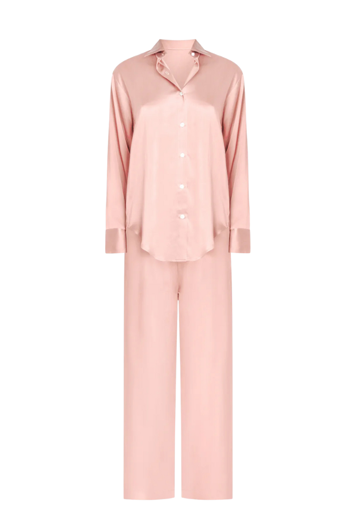 Oversized Organic Silk Pyjama Set in Pink