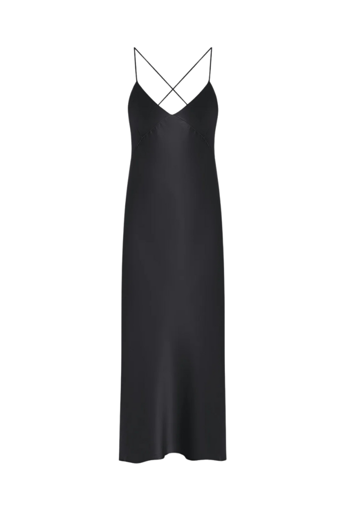 Organic Silk Slip Dress in Black