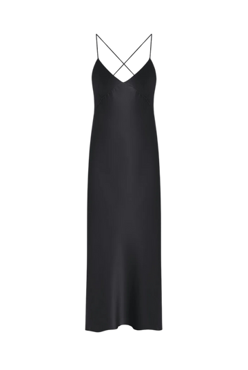 Organic Silk Slip Dress in Black