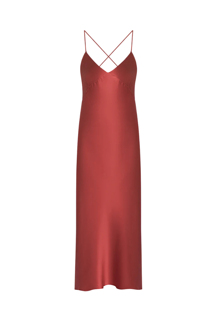 Organic Silk Slip Dress in Burgundy