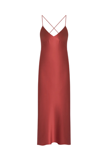Organic Silk Slip Dress in Burgundy
