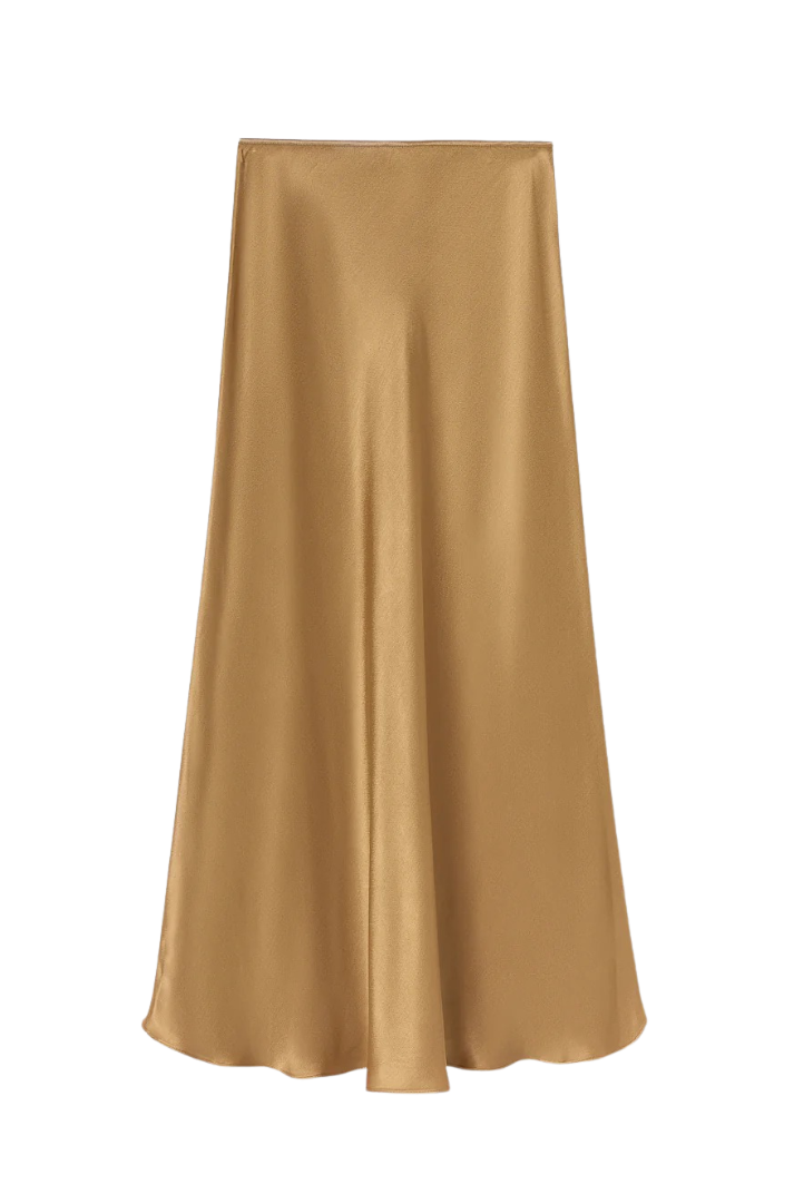 Gold Satin Maxi Skirt