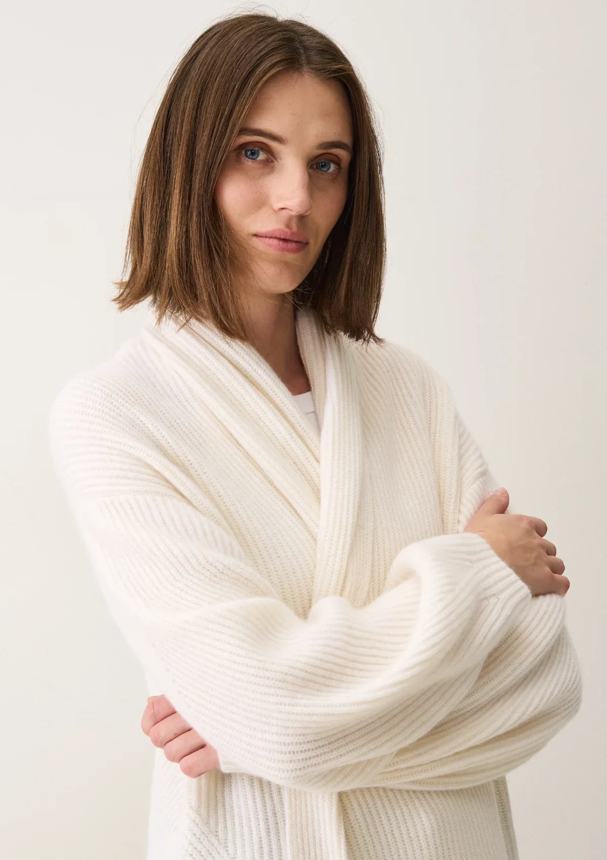 Ribbed Cashmere Coatigan | Snow White